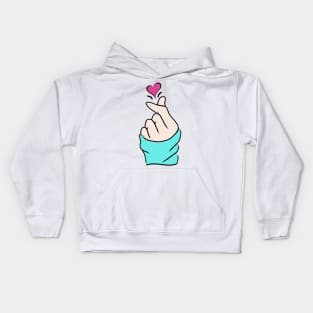 Cute Heart Aqua Blue Green Pink Korean Love Finger Snap Gifts Kids Hoodie